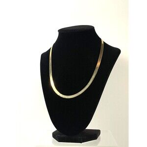 Sterling Silver Gold Tone Herringbone Chain Link Necklace 18"